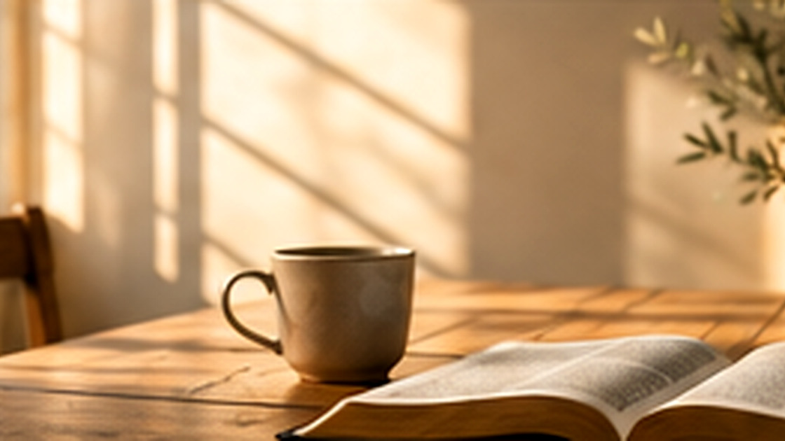 Open Bible in warm light for Before the Therefore